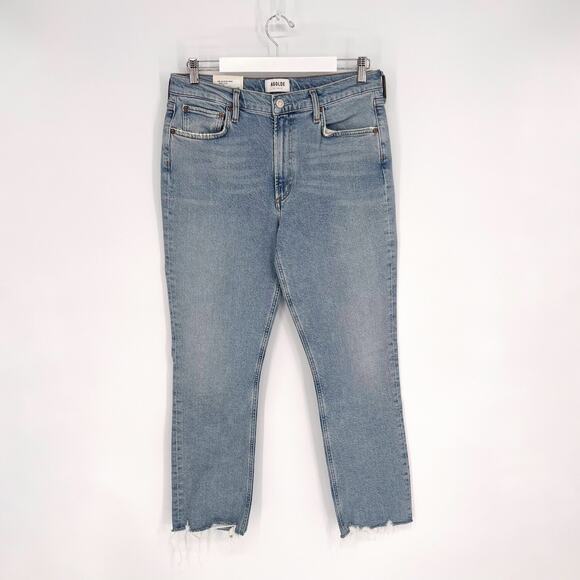 AGOLDE NWT Merrel Mid Rise Straight Jeans Women’s Size 30 Distressed Hem - Picture 2 of 8